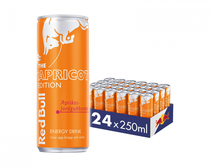 Bull 24x Energidryck, 250 ml, Edition (Aprikos- och Jordgubbssmak) - MaxGaming.se