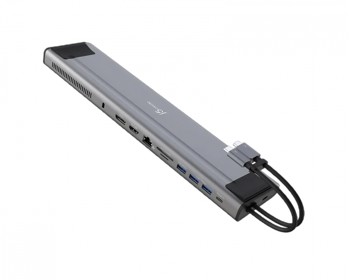 j5create Dual-Monitor USB-C Dockningsstation M.2 nvme med 9 portar - Grå