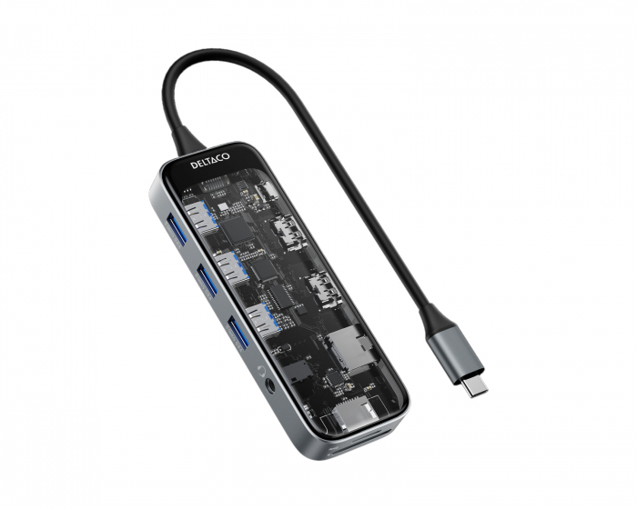 Deltaco Transparent USB Dockningsstation - 10 portar