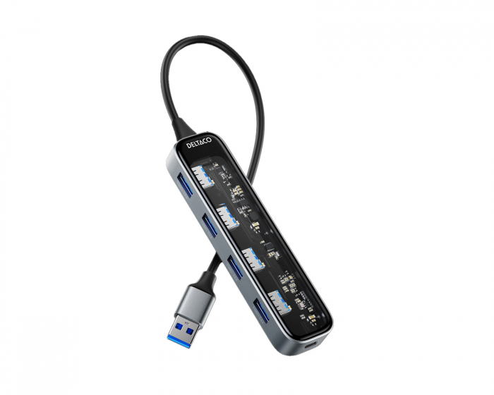 Deltaco Transparent USB Dockningsstation - 5 portar