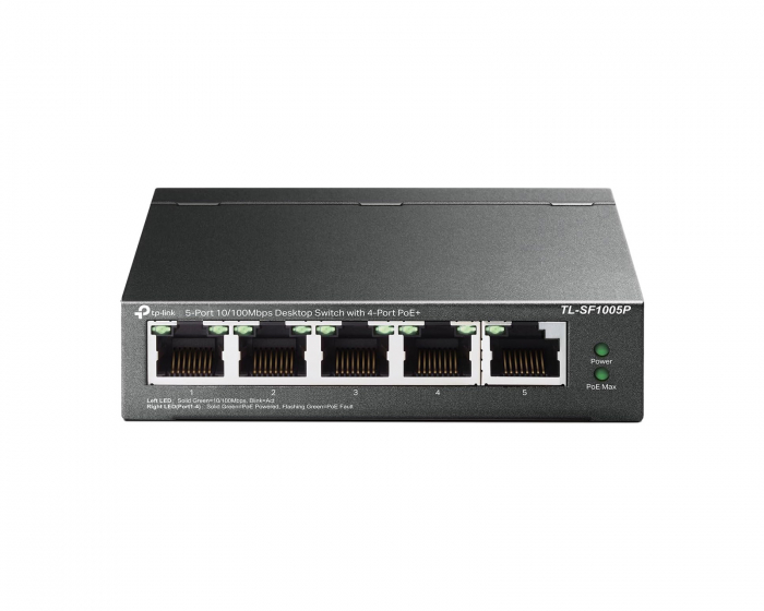 TP-Link SG1005P Metall Nätverksswitch 5-Ports Unmanaged (4-PoE), 10/100/1000Mbps