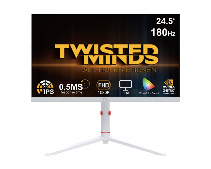 Twisted Minds Artic Pro Series 24” FHD, 180Hz, Fast IPS, 0.5ms Gamingskärm