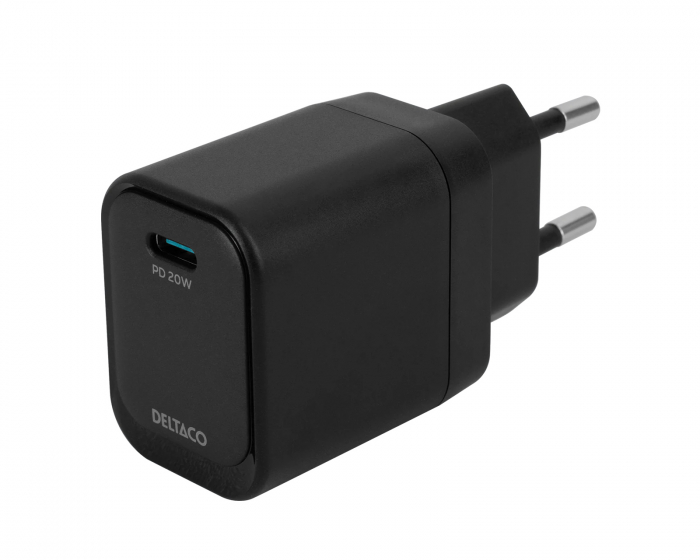 Deltaco 20W USB-C Väggladdare - Svart