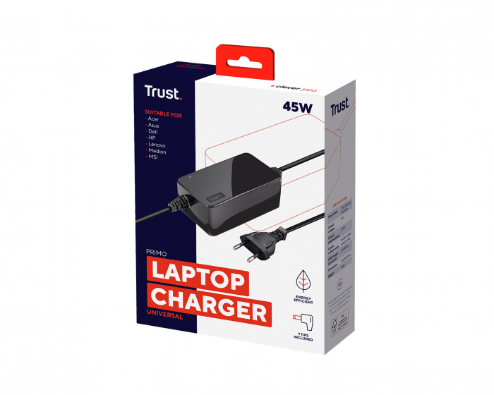 Trust Primo Universal 45W Laptop Laddare - Svart