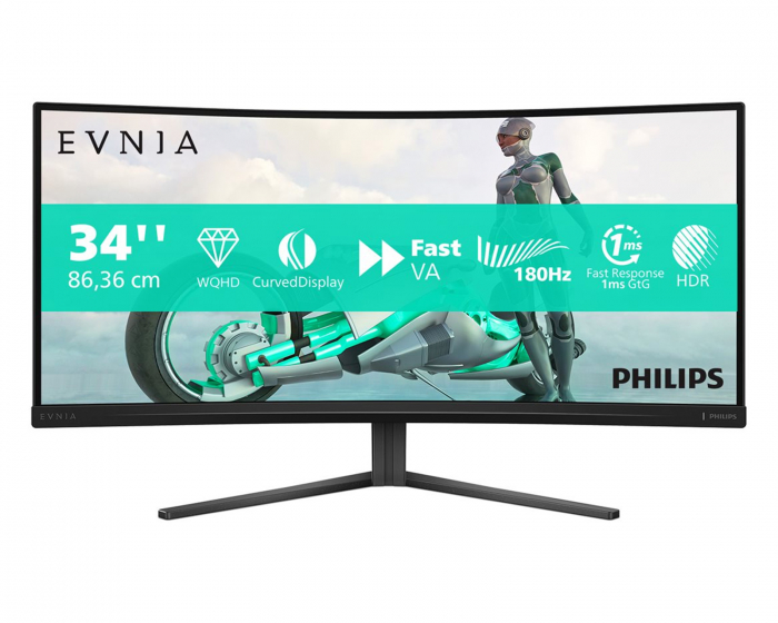 Philips Evnia 3000 34” Curved Gamingskärm 180Hz 0,03ms WQHD VA