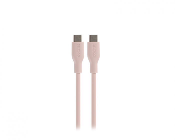 Deltaco USB-C Laddningskabel 60W Silikon - Rosa - 1,5m