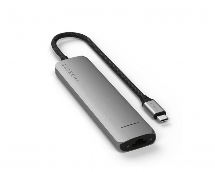 Satechi Satechi 7-i-1 USB-C Slim Multiport Adapter med Ethernet - Rymdgrå