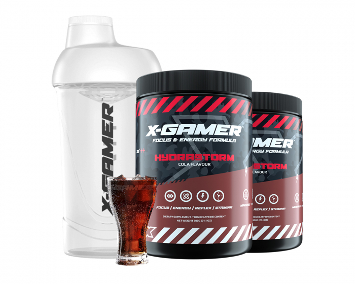 X-Gamer 2 x 600g X-Tubz Hydrastorm - 60 Portioner + Shaker