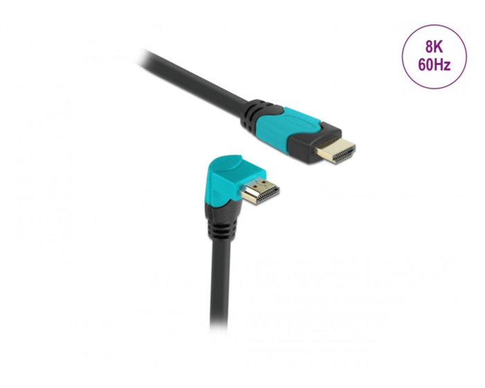 Delock High Speed HDMI-kabel 2.1 Nedåtvinklad - Svart - 2m (DEMO)